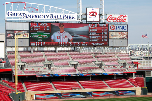 DakTronics video display board at Great American Ballpark