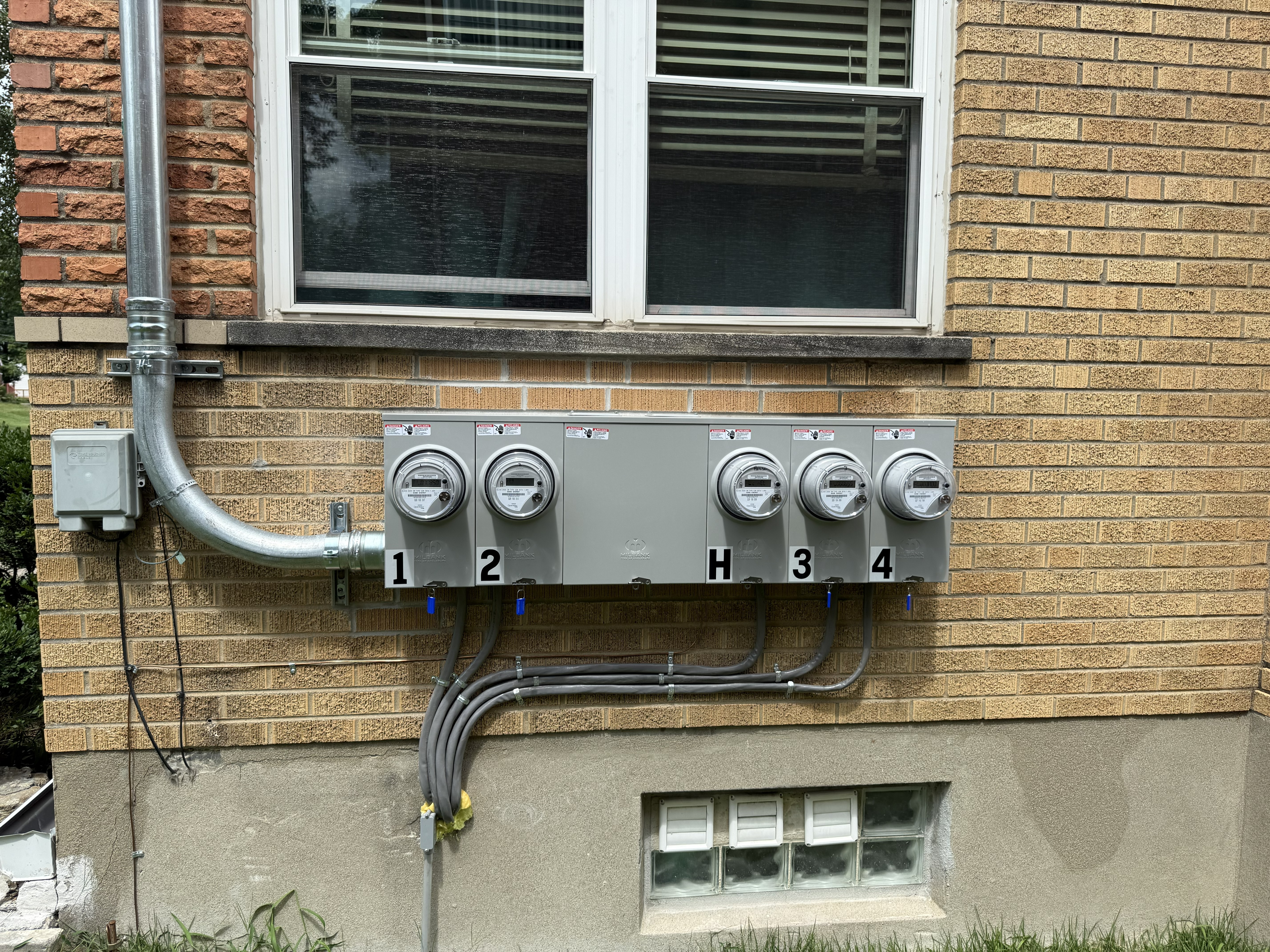 Relocated exterior meter bank